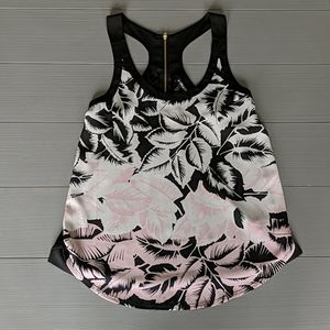 Express Black/Pink/White Floral Tank With Back Zipper Size Small S
